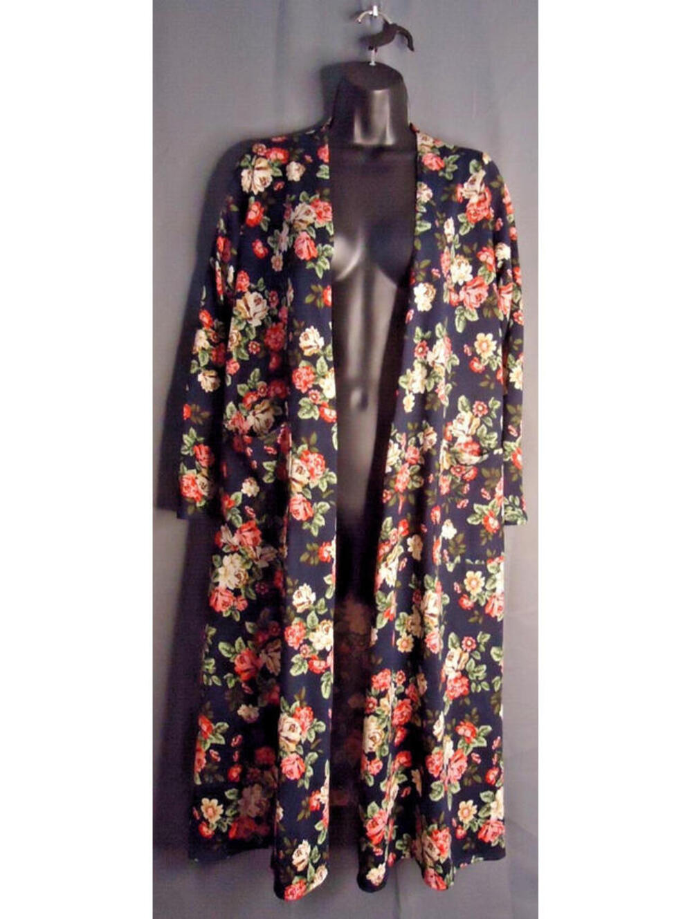 LuLaRoe Open Front Duster Cardigan with Pockets Multicolor Floral Print Size Sm